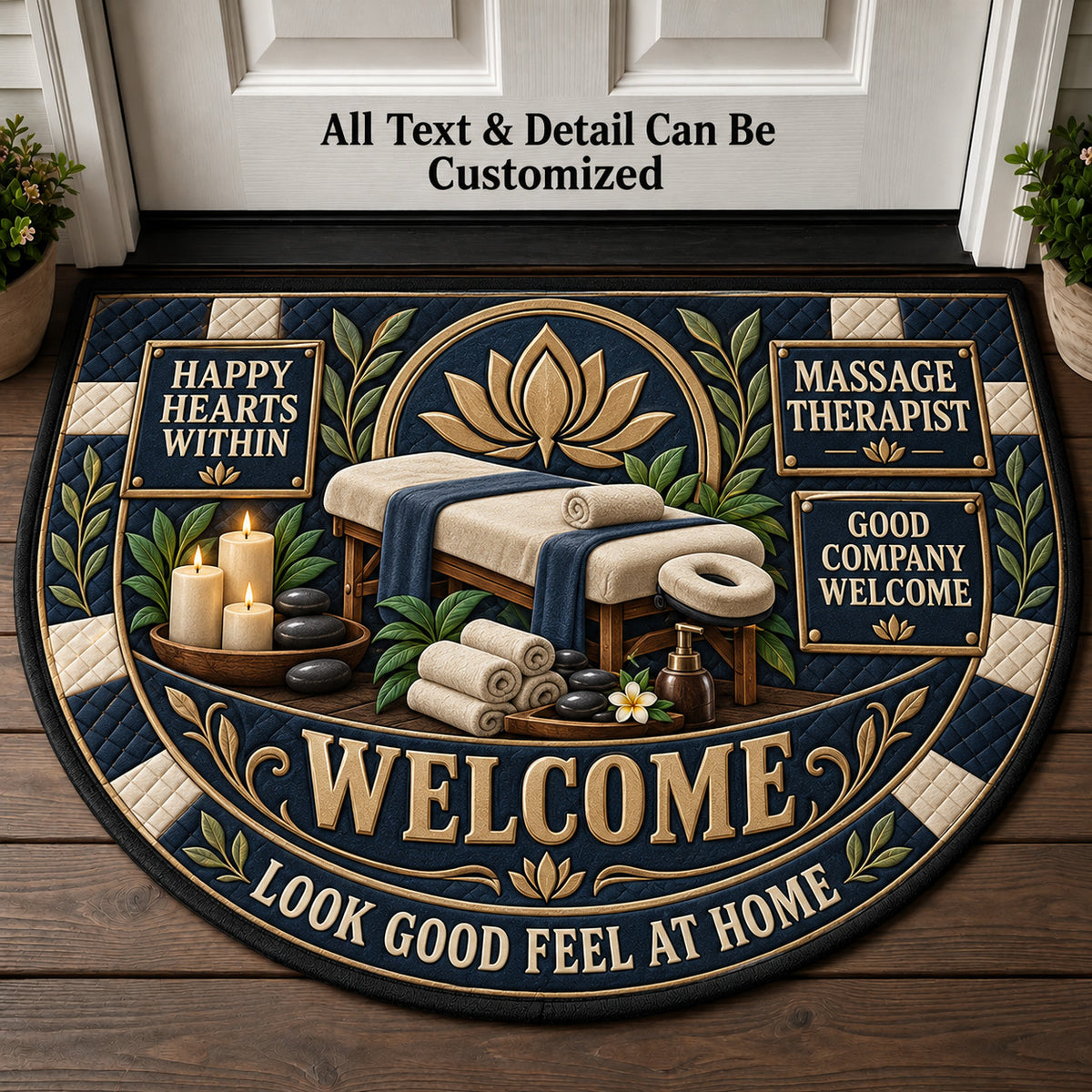 Massage Therapist Personalized Half Round Mat | 5To9Vibe