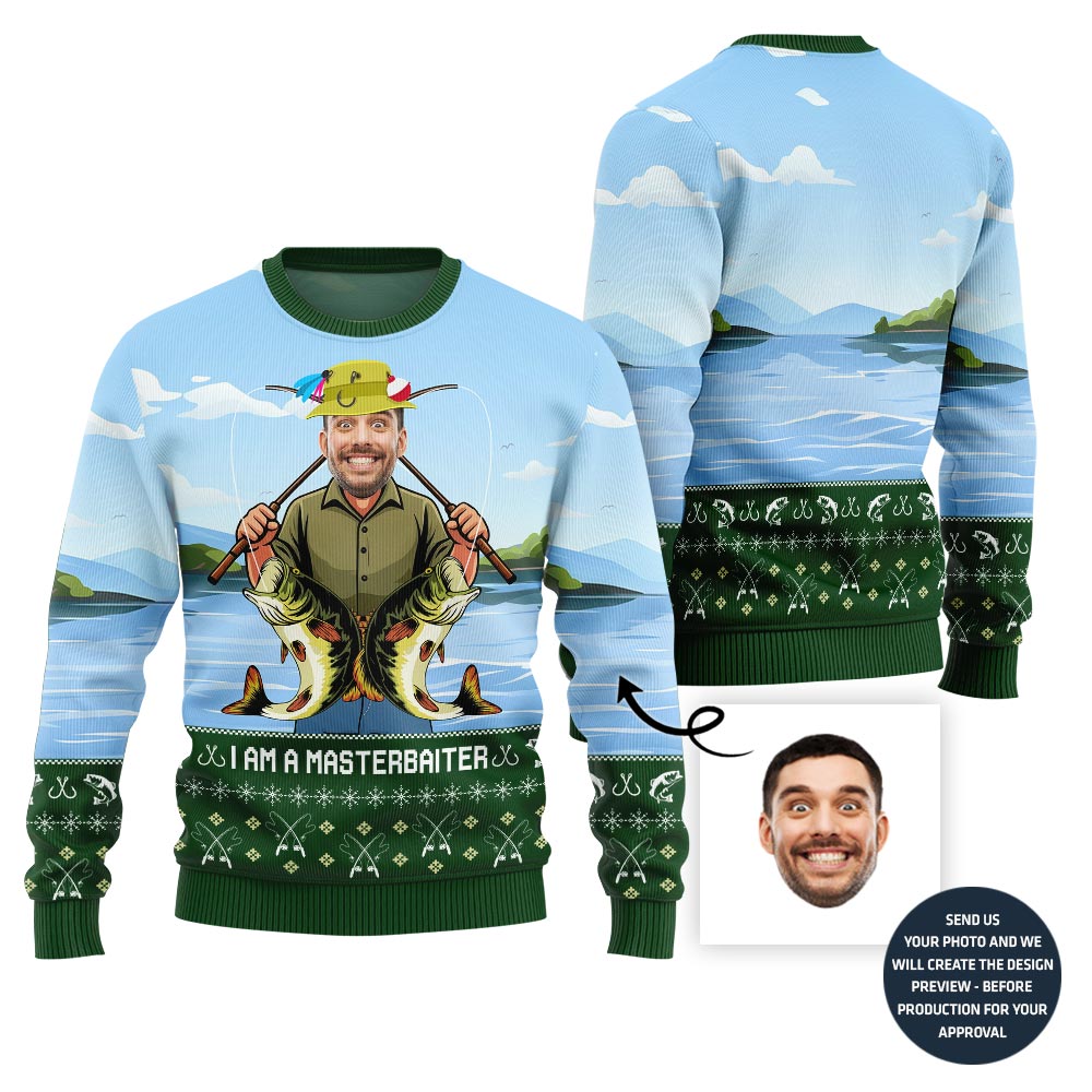 Master Baiter Custom Fishing Ugly Christmas Sweater For Men