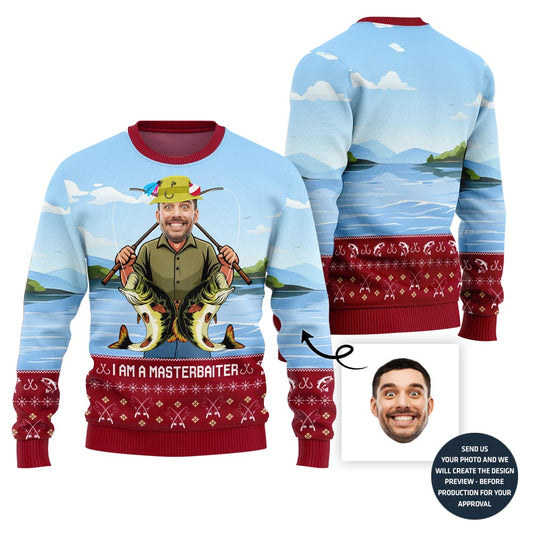 Master Baiter Custom Fishing Ugly Christmas Sweater For Men