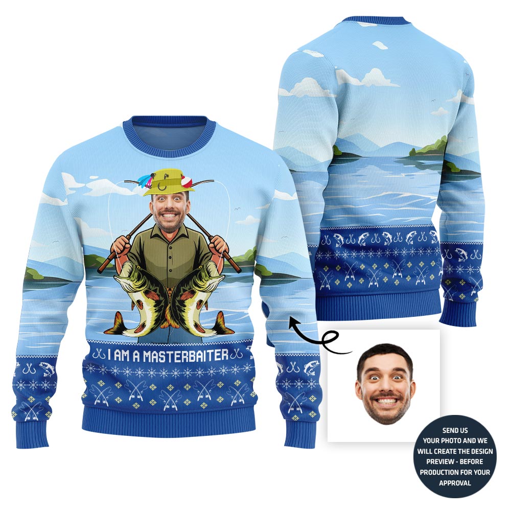 Master Baiter Custom Fishing Ugly Christmas Sweater For Men