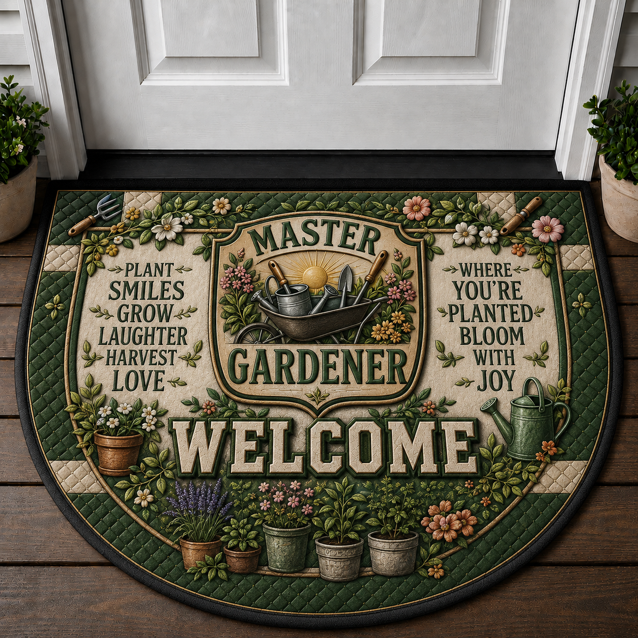 Farm Fresh Locally Grown Welcome Mat - Support Local Farmers Red Truck Doormat - 5to9vibe