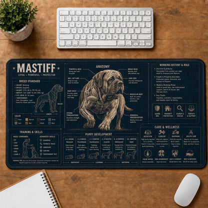 Mastiff Dog Breed Visual Guide Desk Mat | 5To9Vibe