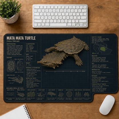 Mata Mata Turtle Turtle and Tortoise Species Guide Desk Mat | 5To9Vibe