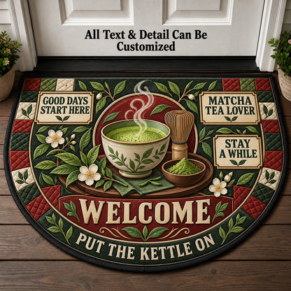 Matcha Tea Lover Personalized Half Round Mat | 5To9Vibe