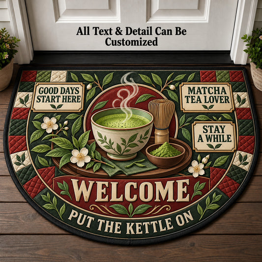 Matcha Tea Lover Personalized Half Round Mat | 5To9Vibe