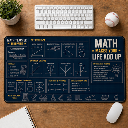 English Teacher Blueprint Large Desk Mat - Grammar & Sentence Anatomy Plus Size Mouse Pad - 5to9vibe