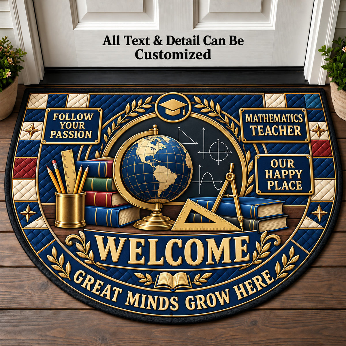 Mathematics Teacher Personalized Half Round Mat | 5To9Vibe