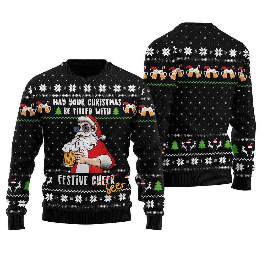 May Your Christmas Be Filled With Festive Beer Women's Ugly Sweater