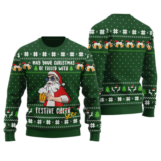 May Your Christmas Be Filled With Festive Beer Ugly Sweater For Adult