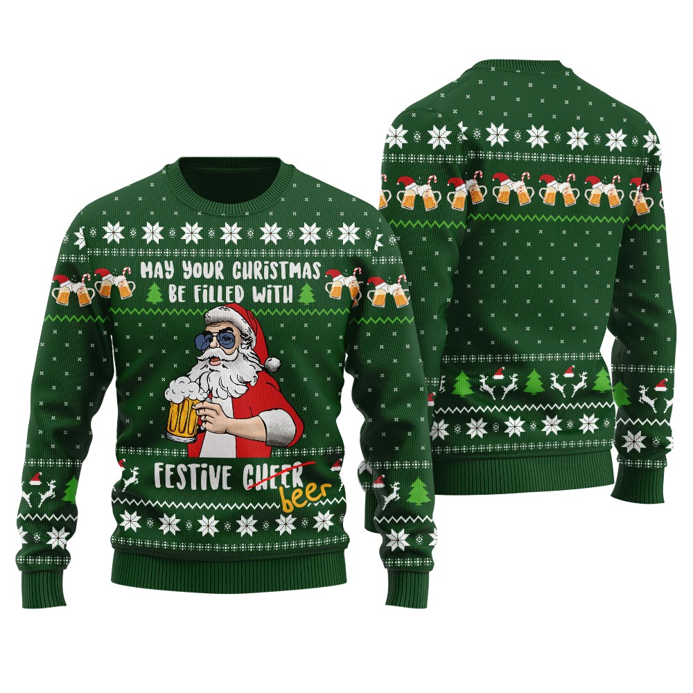 May Your Christmas Be Filled With Festive Beer Women's Ugly Sweater