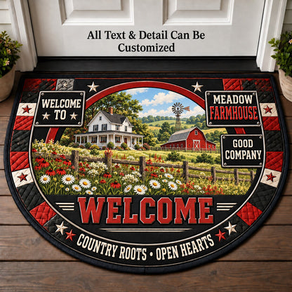 Meadow Farmhouse Personalized Half Round Mat | 5To9Vibe