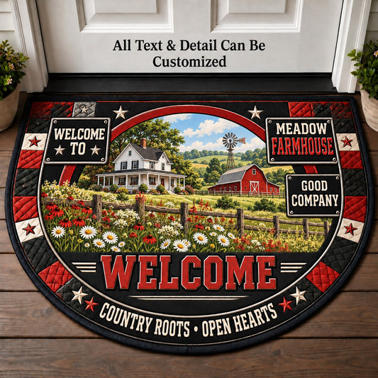 Meadow Farmhouse Personalized Half Round Mat | 5To9Vibe