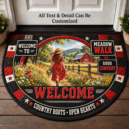 Meadow Walk Personalized Half Round Mat | 5To9Vibe