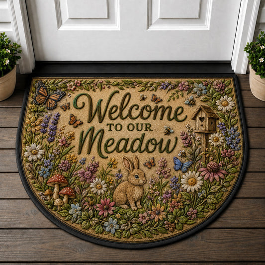 Welcome To Our Meadow Doormat - Meadowcore Floral Bunny Nature Welcome Mat - 5to9vibe