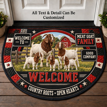 Meat Goat Family Personalized Half Round Mat | 5To9Vibe