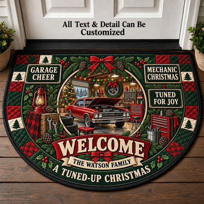 Mechanic Christmas Personalized Half Round Mat | 5To9Vibe