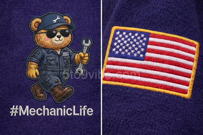 Firefighter Life Embroidered Quarter Zip Sweatshirt, Funny Firefighter Life Bear Pullover, Men's Casual Zip Up Jacket, Gift for Firefighter Life Lover Dad