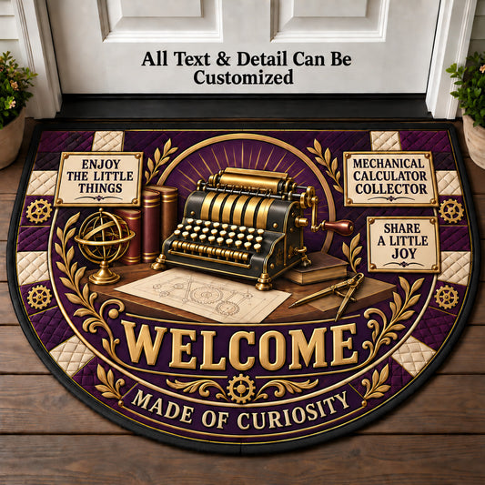Mechanical Calculator Collector Personalized Half Round Mat | 5To9Vibe
