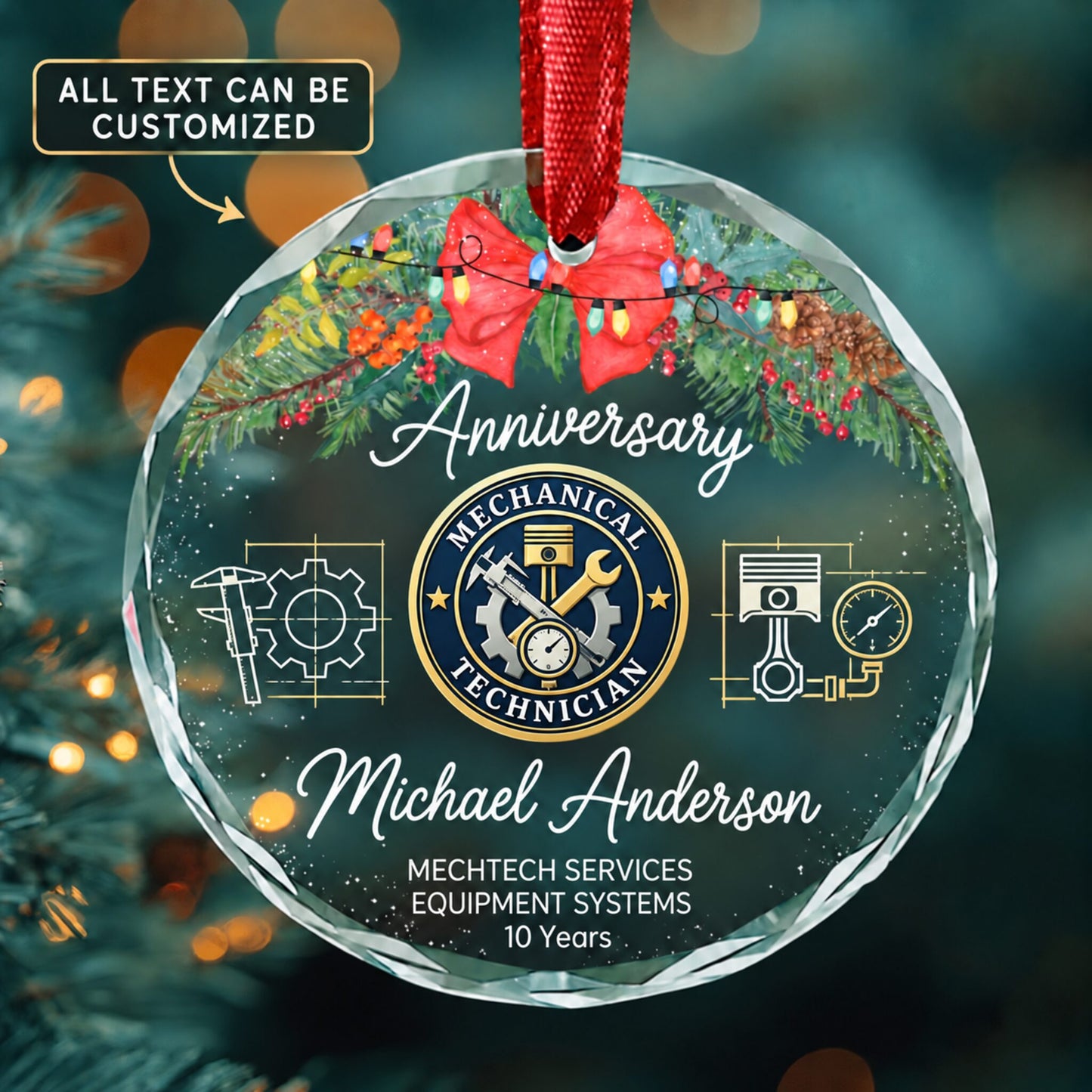 Mechanical Engineering Technologists and Technicians Personalized Glass Ornament | 5To9Vibe