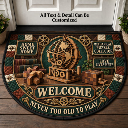 Mechanical Puzzle Collector Personalized Half Round Mat | 5To9Vibe
