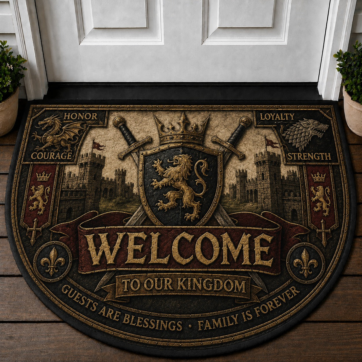 Legendary Warriors Viking Quilted Print Premium Welcome Mat – Personalized Doormat