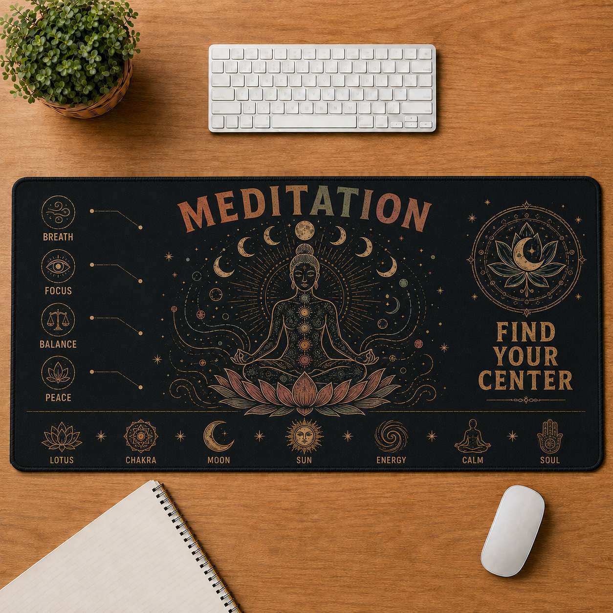 Mandala Hippie Desk Mat Mouse Pad | 5To9Vibe - Meditation style