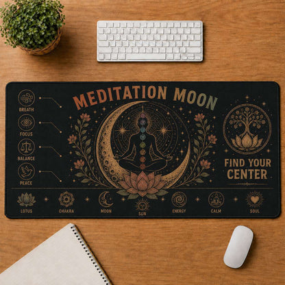 Mandala Hippie Desk Mat Mouse Pad | 5To9Vibe - Meditation Moon style