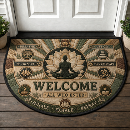Welcome Be Present Mindfulness Doormat - Zen Calm Aesthetic Welcome Mat - 5to9vibe