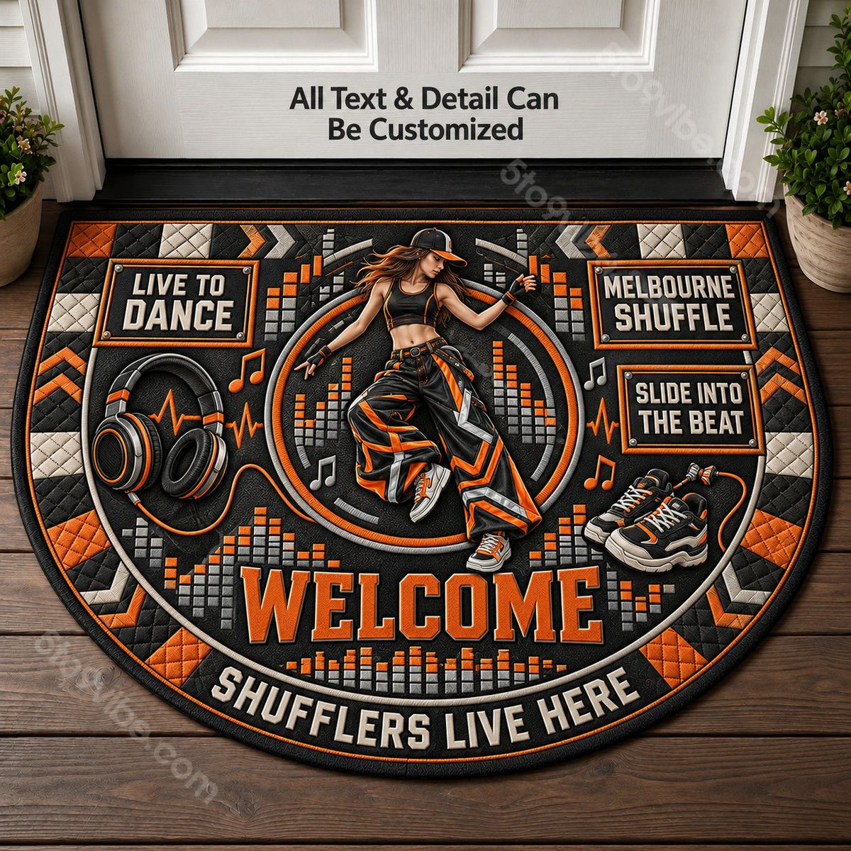 Melbourne Shuffle Personalized Half Round Mat | 5To9Vibe