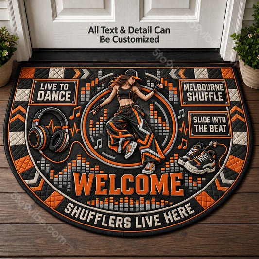 Melbourne Shuffle Personalized Half Round Mat | 5To9Vibe