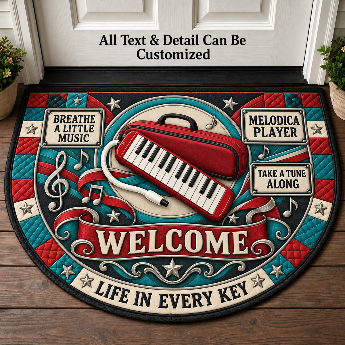 Melodica Player Personalized Half Round Mat | 5To9Vibe