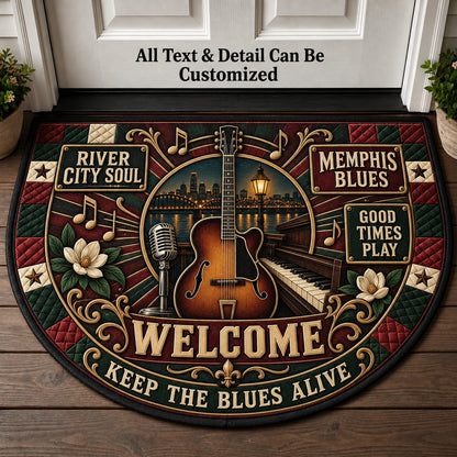 Memphis Blues Personalized Half Round Mat | 5To9Vibe