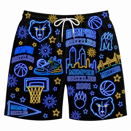 All Basketball Teams Neon Pattern Vibe Summer Party Button-Up Unisex Hawaiian Shirt For Men and Women