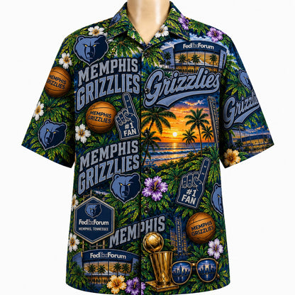 All Basketball Teams Tropical Sunset Paradise Pattern Vibe Summer Party Button-Up Unisex Hawaiian Shirt For Men and Women