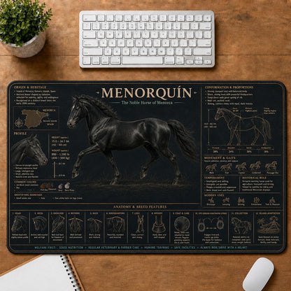 Menorquin Horse Horse and Equestrian Visual Guide Desk Mat | 5To9Vibe