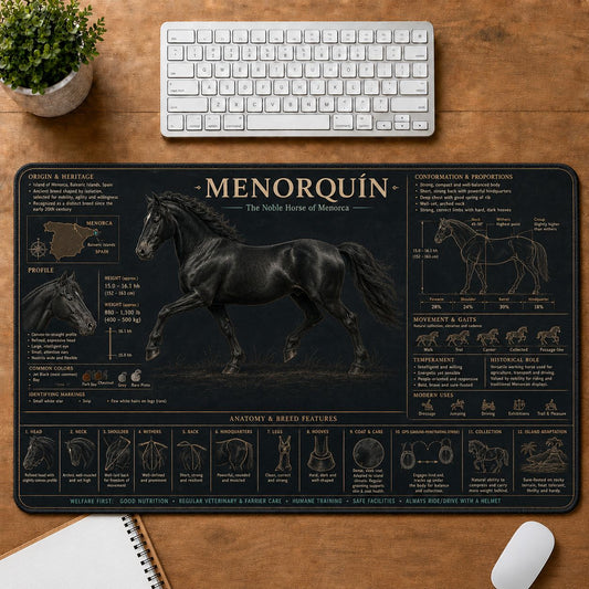Menorquin Horse Horse and Equestrian Visual Guide Desk Mat | 5To9Vibe
