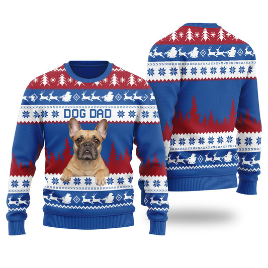 Mens Dog Dad Custom Ugly Christmas Sweater Royal - Funny Ugly Christmas Sweater