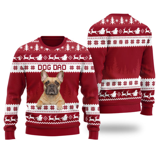 Mens Dog Dad Custom Ugly Christmas Sweater Cardinal Red - Funny Ugly Christmas Sweater