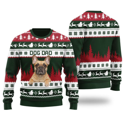 Mens Dog Dad Custom Ugly Christmas Sweater Forest Green - Funny Ugly Christmas Sweater