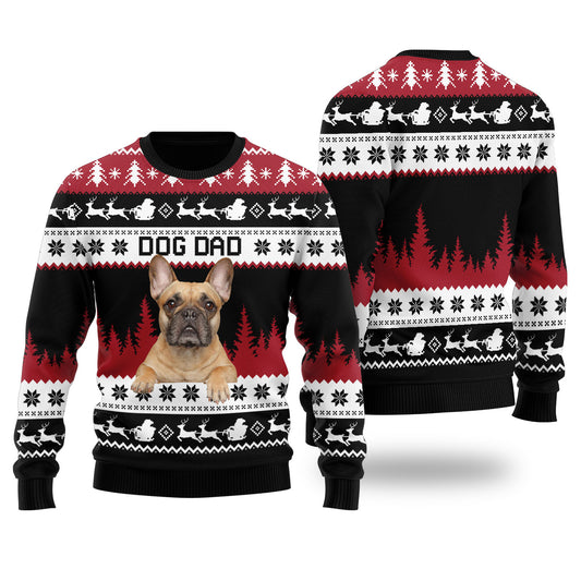 Mens Dog Dad Custom Ugly Christmas Sweater Black - Funny Ugly Christmas Sweater