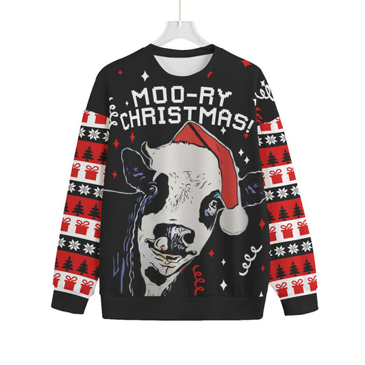 Men's Plus Size Ugly Sweater Christmas Cow | Men's Oversized Sweater