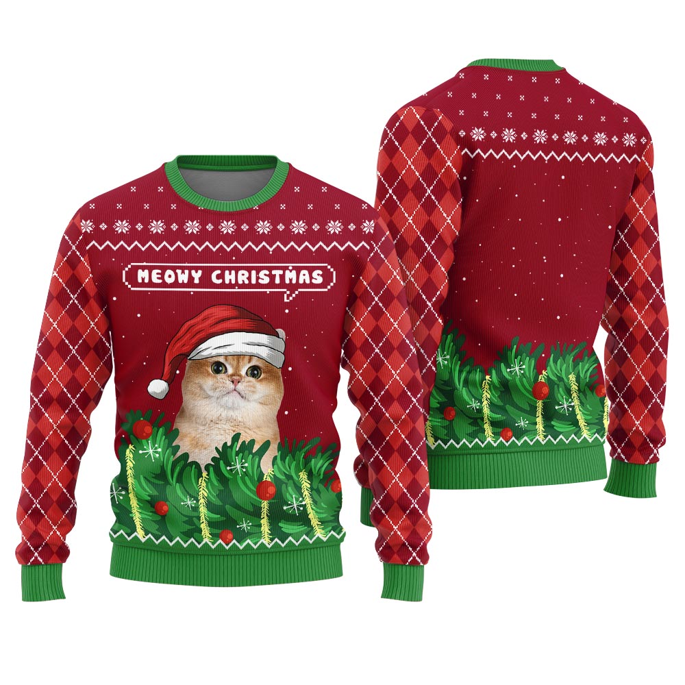 Meowy Christmas Cat Dad Christmas Sweater