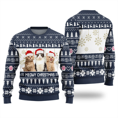 Meowy Christmas Custom Pet Ugly Christmas Sweater