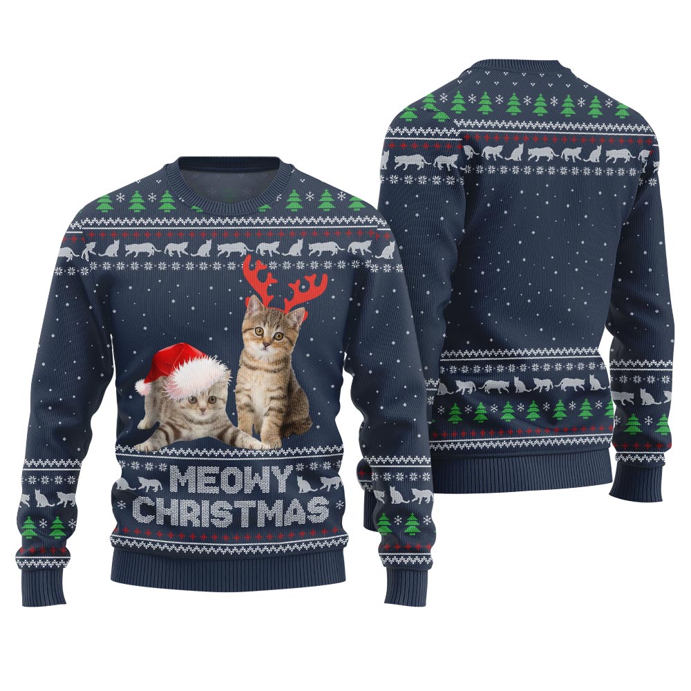 Meowy Christmas Custom Pet Ugly Sweater