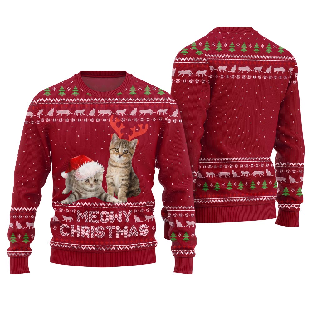 Meowy Christmas Custom Pet Ugly Sweater