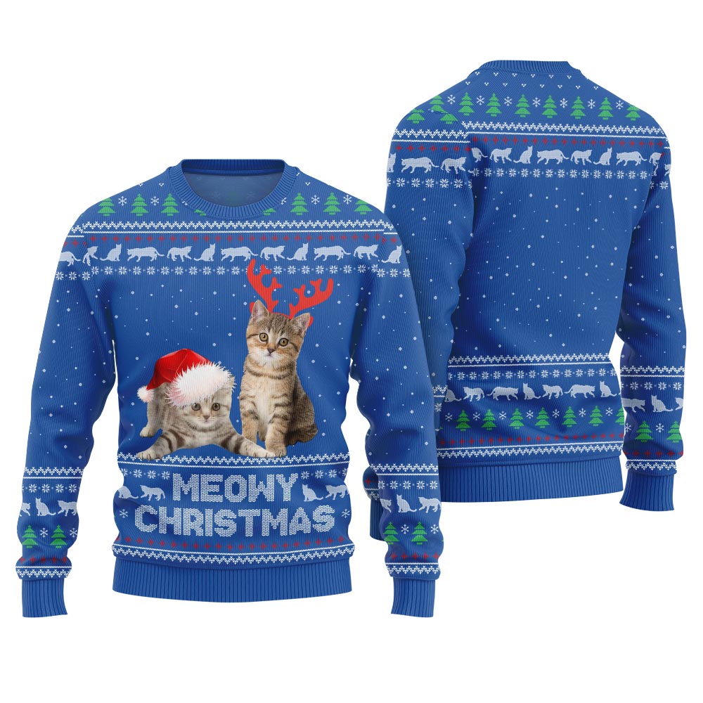 Meowy Christmas Custom Pet Ugly Sweater