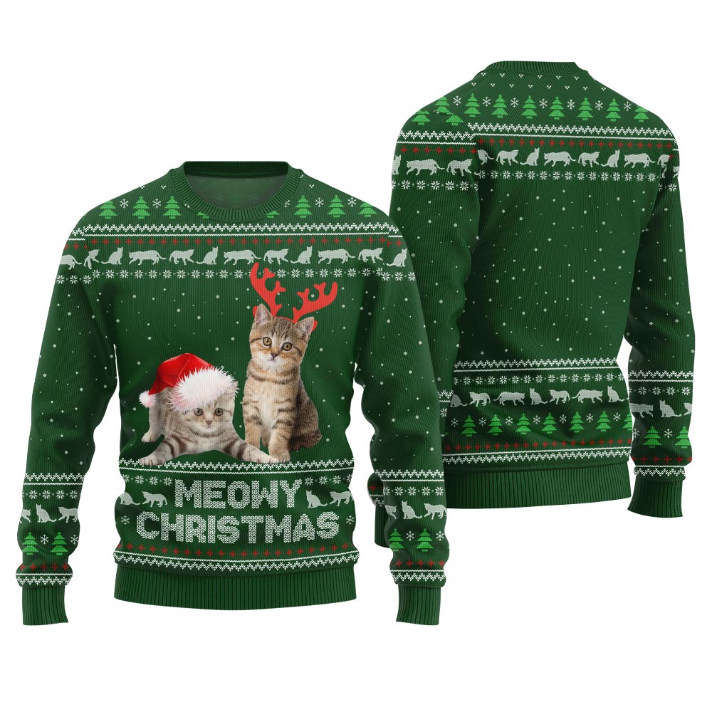 Meowy Christmas Custom Pet Ugly Sweater