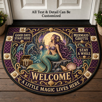 Mermaid Grotto Personalized Half Round Mat | 5To9Vibe