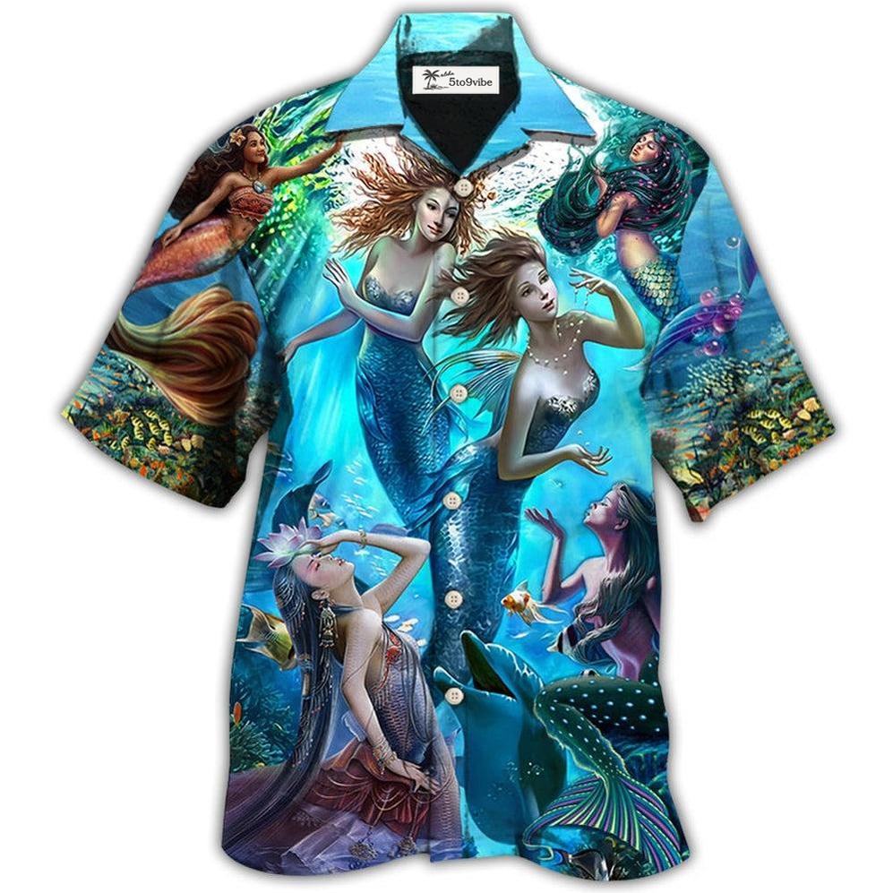 Hawaiian Shirt / Adults / S Mermaid Dolphin Fresh Blue Ocean - Hawaiian Shirt 