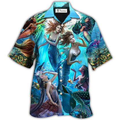 Hawaiian Shirt / Adults / S Mermaid Dolphin Fresh Blue Ocean - Hawaiian Shirt 